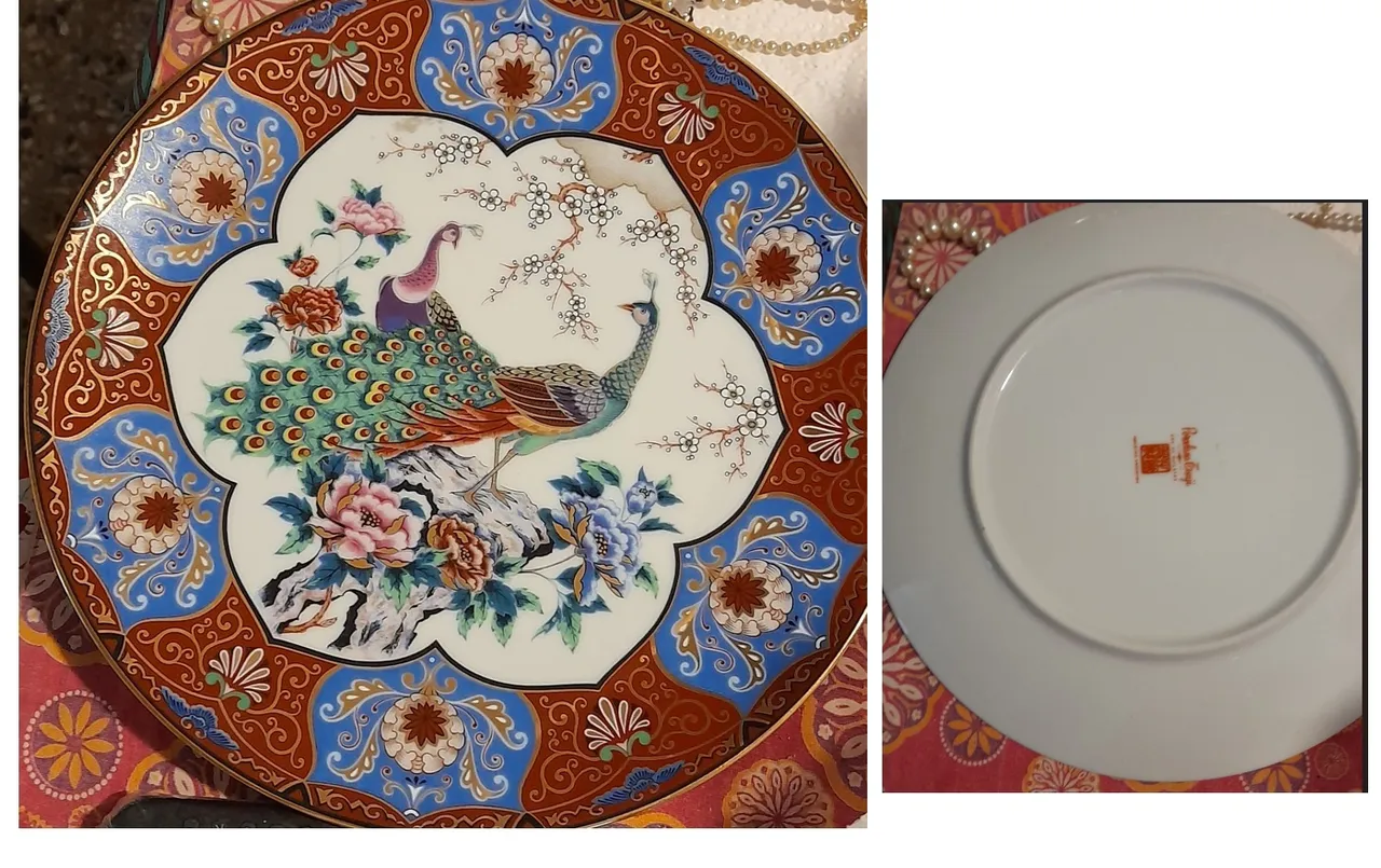 Plato de porcelana Tsuji con ribetes de oro 24k
