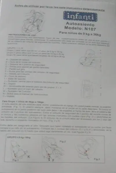 Buffer Infanti como nuevo para niños de 9 a 36kg